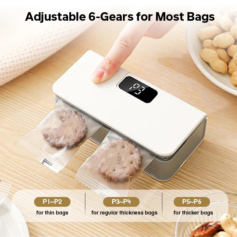 Hand Held Mini Sealing Machine Low Noise Multifunctional USB Rechargeable Plastic RV Ready Snack Bags Food Preservation 1500mAh