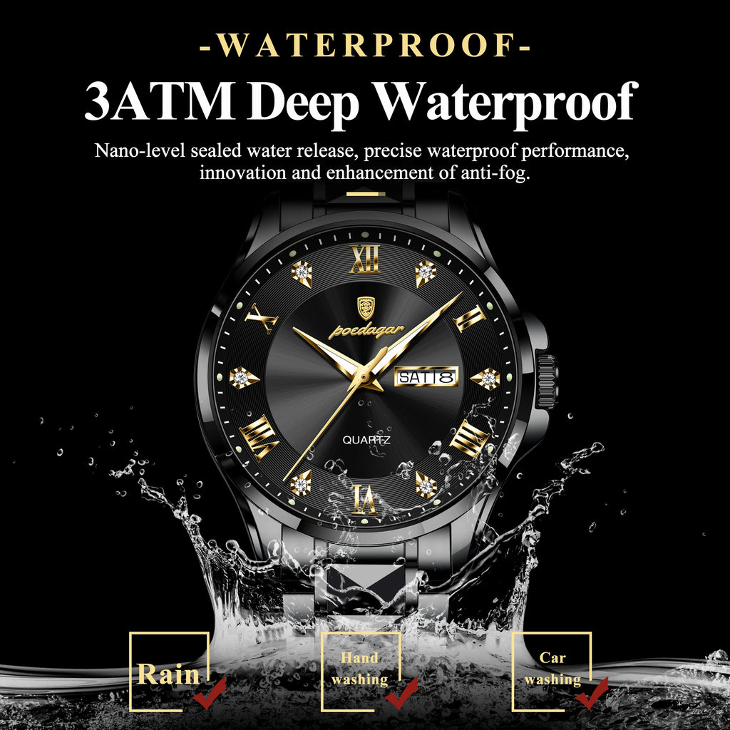 Poedagar 883 Men's Luxury Watch Fashion Stainless Steel Quartz Watches Montre Waterproof Luminous Business Wristwatch for Men