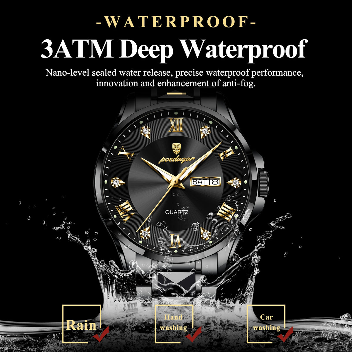 Poedagar 883 Men's Luxury Watch Fashion Stainless Steel Quartz Watches Montre Waterproof Luminous Business Wristwatch for Men
