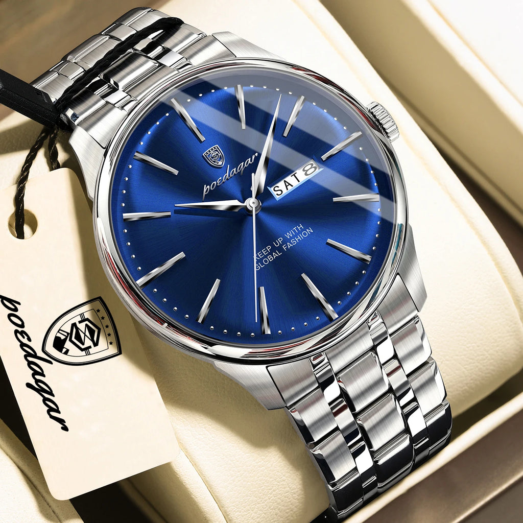 Poedagar 843 Luxury Men Watch Waterproof Calendar Sunray Dial Quartz Wristwatch Business Casual Factory Direct Ready to Ship
