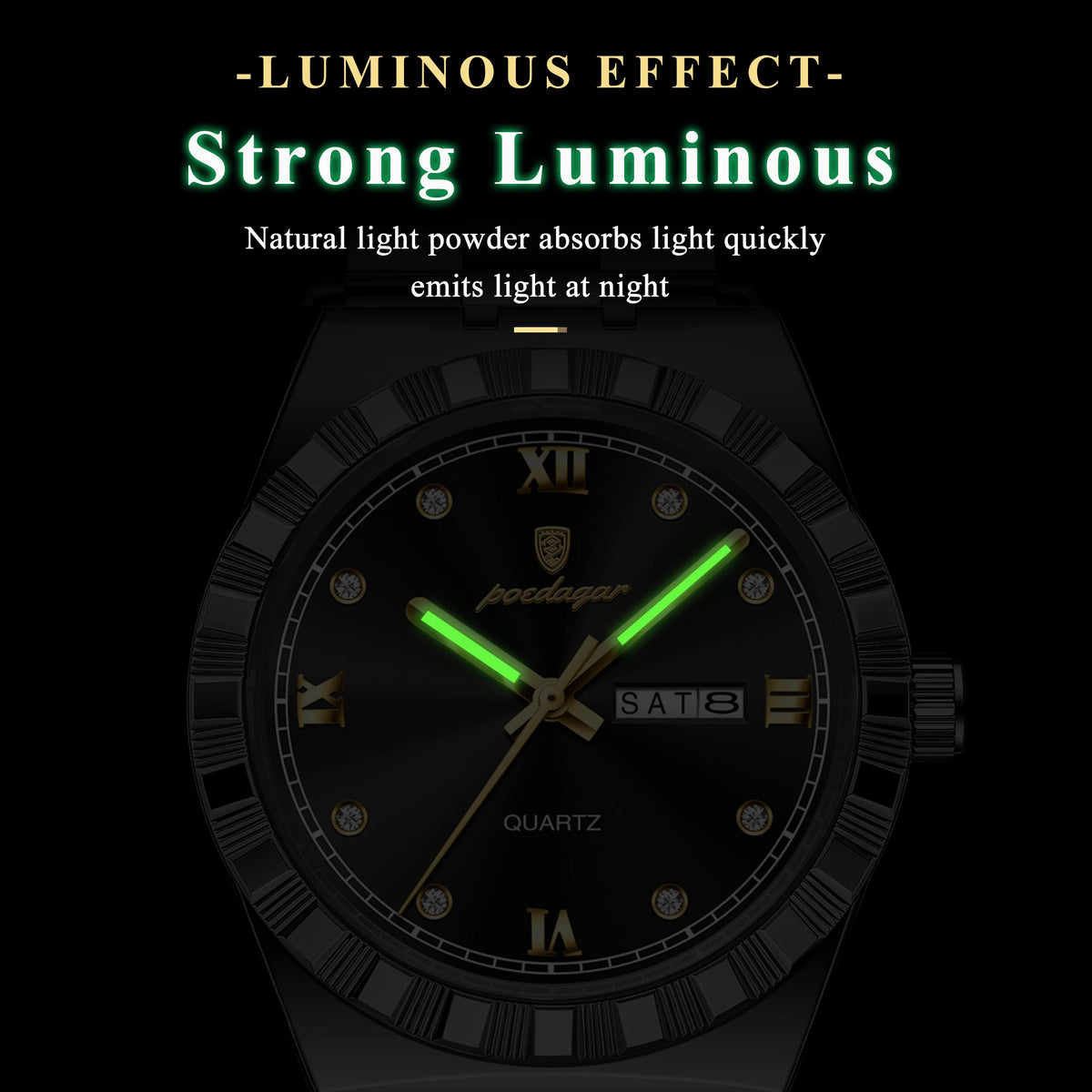Poedagar 872 Luxury Men's Watch Business Week Date Waterproof Luminous Quartz Montre Stainless Steel Casual Wristwatch for Men