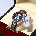 Poedagar Fashion Starry Sky Men Watch Wrist High Quality Waterproof Leather Quartz Watches Luminous Date Sport Watch for Men