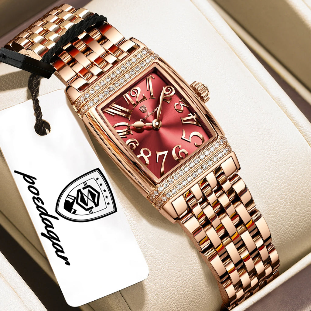 Poedagar 799 Women Luxury Quartz Watch Rose Gold Stainless Steel Bracelet Waterproof Ladies Wrist Watch