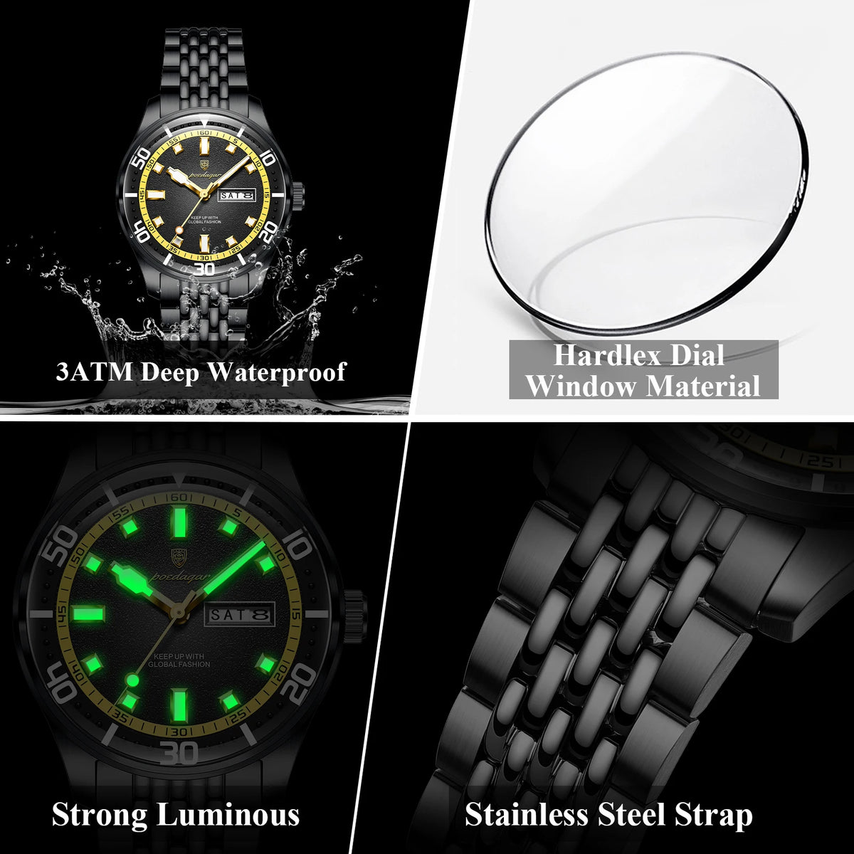 Poedagar 609 Men's Watches Luxury Waterproof Montre Luminous Stainless Steel Quartz Wristwatch for Men Wholesale Factory Direct
