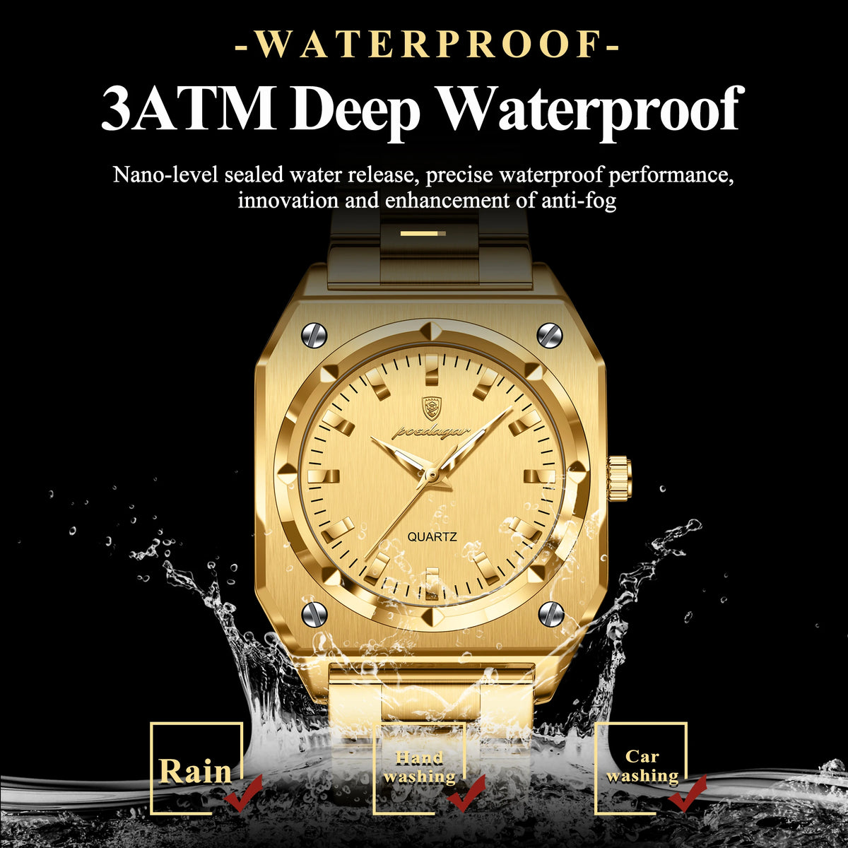 Poedagar 788 Gold Luxury Women Watch Waterproof Luminous Stainless Steel Women's Quartz Watches