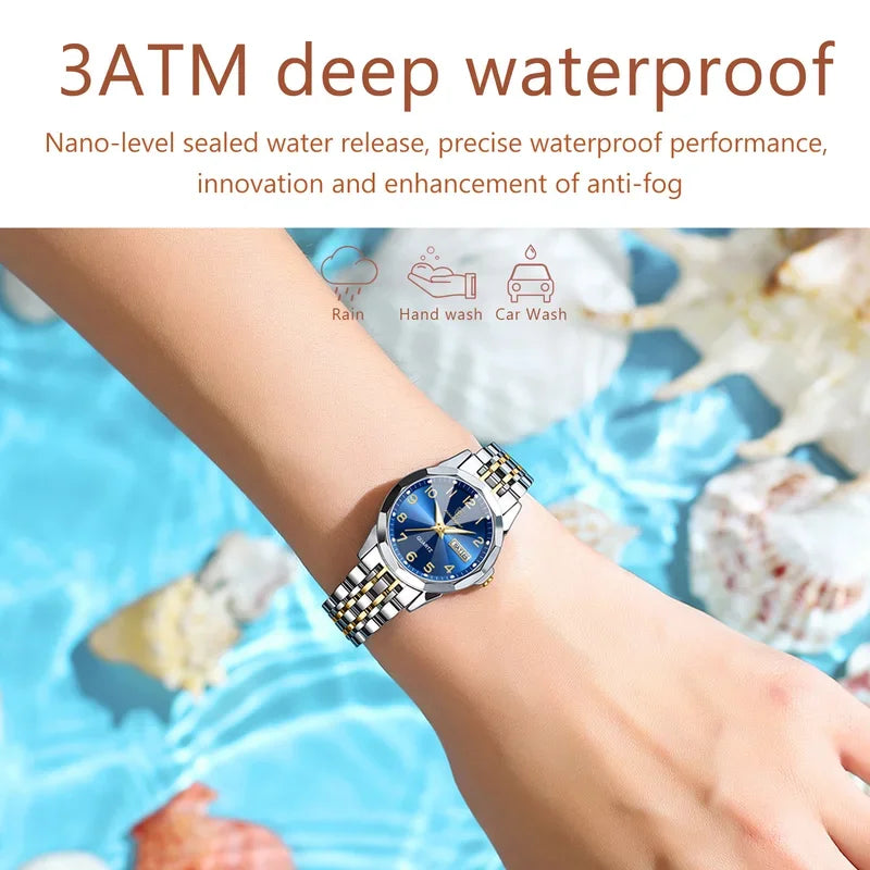 Poedagar 3078 Wholesale Stainless Steel Women Wrist Watch Luminous Waterproof Calendar Ladies Quartz Watches