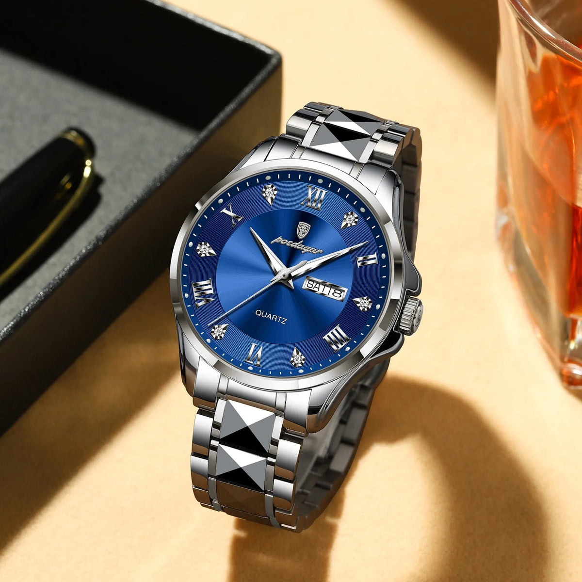 Poedagar 883 High Quality Men's Watch Business Stainless Steel Quartz Watches Waterproof Luminous Original Wristwatch for Men