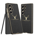 Samsung S25 Ultra Carbon Fiber PU Leather Phone Case – Durable & Stylish