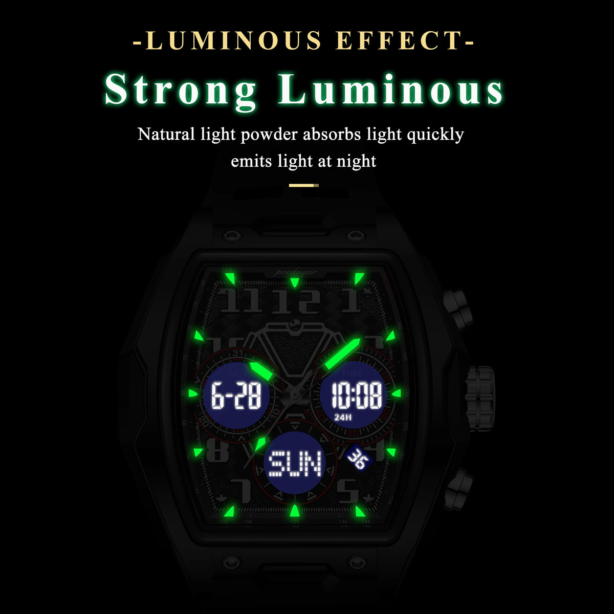 Poedagar 636 Men's Watch Analog-Digital Silicone Strap Quartz Watches Trendy Sport Dual Display Montre Waterproof Luminous Watch