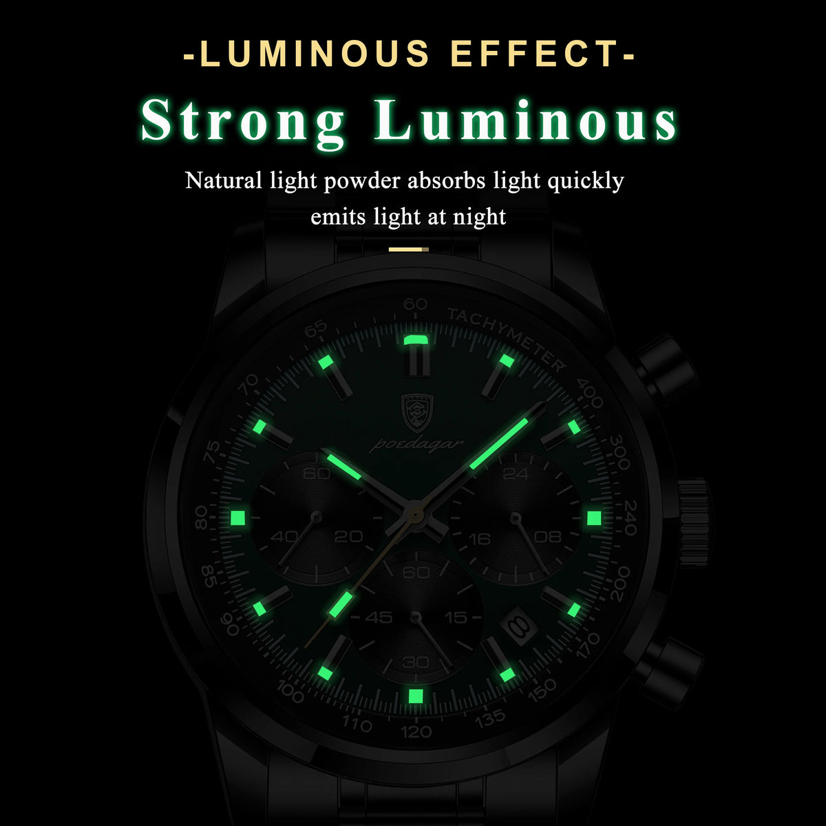 Poedagar 921 Luxury Men's Sports Watch Stainless Steel Wristwatch Montre Waterproof Luminous Chronograph Quartz Watches for Men