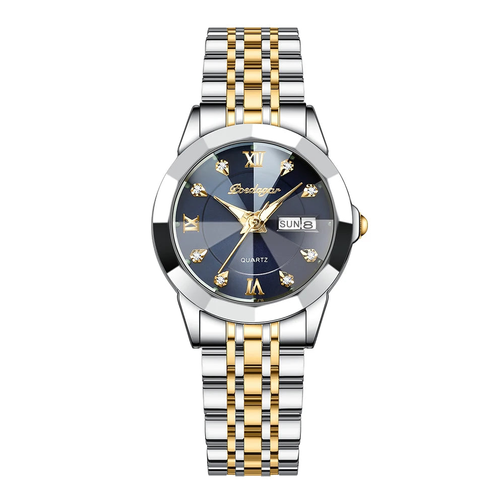 Poedagar Watch Women Diamond Luxury Ladies Watch Stainless Steel Quartz Watches Waterproof Calendar Luminous for Womens Clock