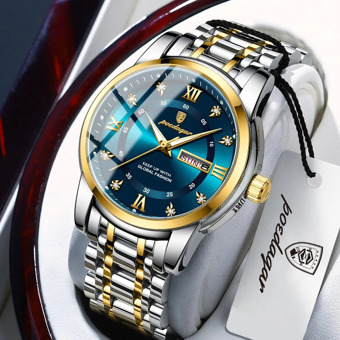 Poedagar Wholesale High Quality Relojes Hombre Stainless Steel Men's Wrist Watch Waterproof Luminous Quartz Watches