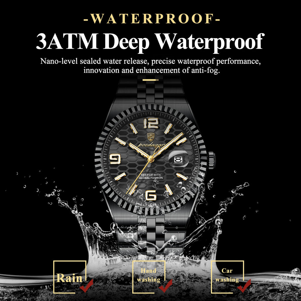 Poedagar 839 Business Men Watch Classic Design Fluted Bezel Daily Wear Quartz Wristwatch Waterproof Factory Direct Sale Montre