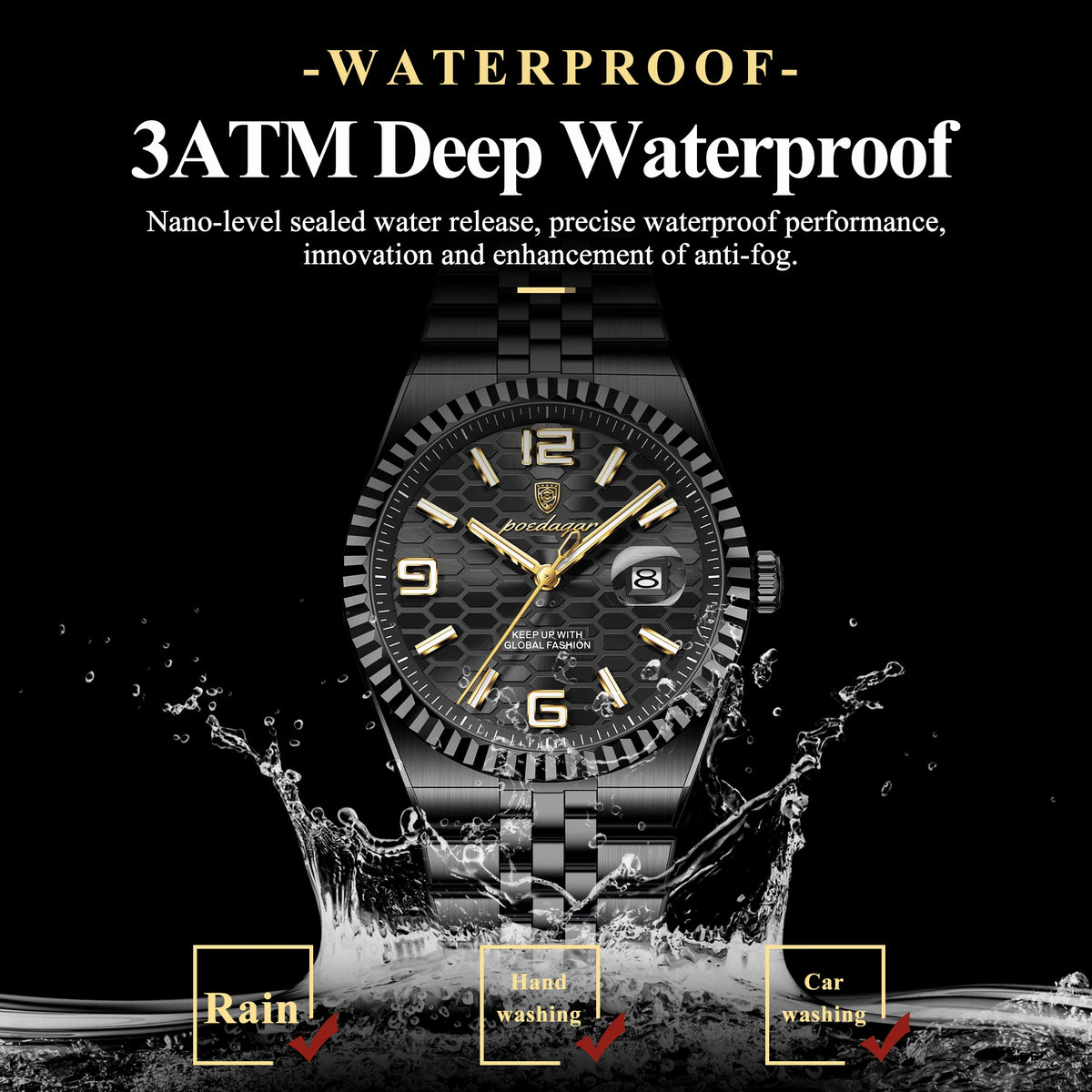 Poedagar 839 Business Men Watch Classic Design Fluted Bezel Daily Wear Quartz Wristwatch Waterproof Factory Direct Sale Montre