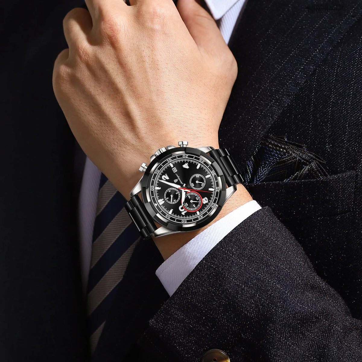 Watch for Men Luxury Poedagar 685 Chronograph Quartz Watches Luminous Date Reloj Hombre Stainless Steel Waterproof Men's Watch