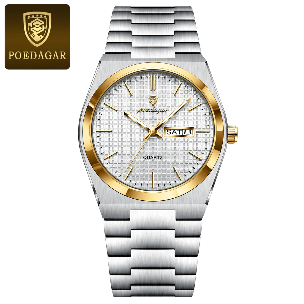 Poedagar 821 Men Watch Luxury Date Quartz Wristwatch Stainless Steel Montre Homme Luminous Waterproof Watch for Men Wholesale