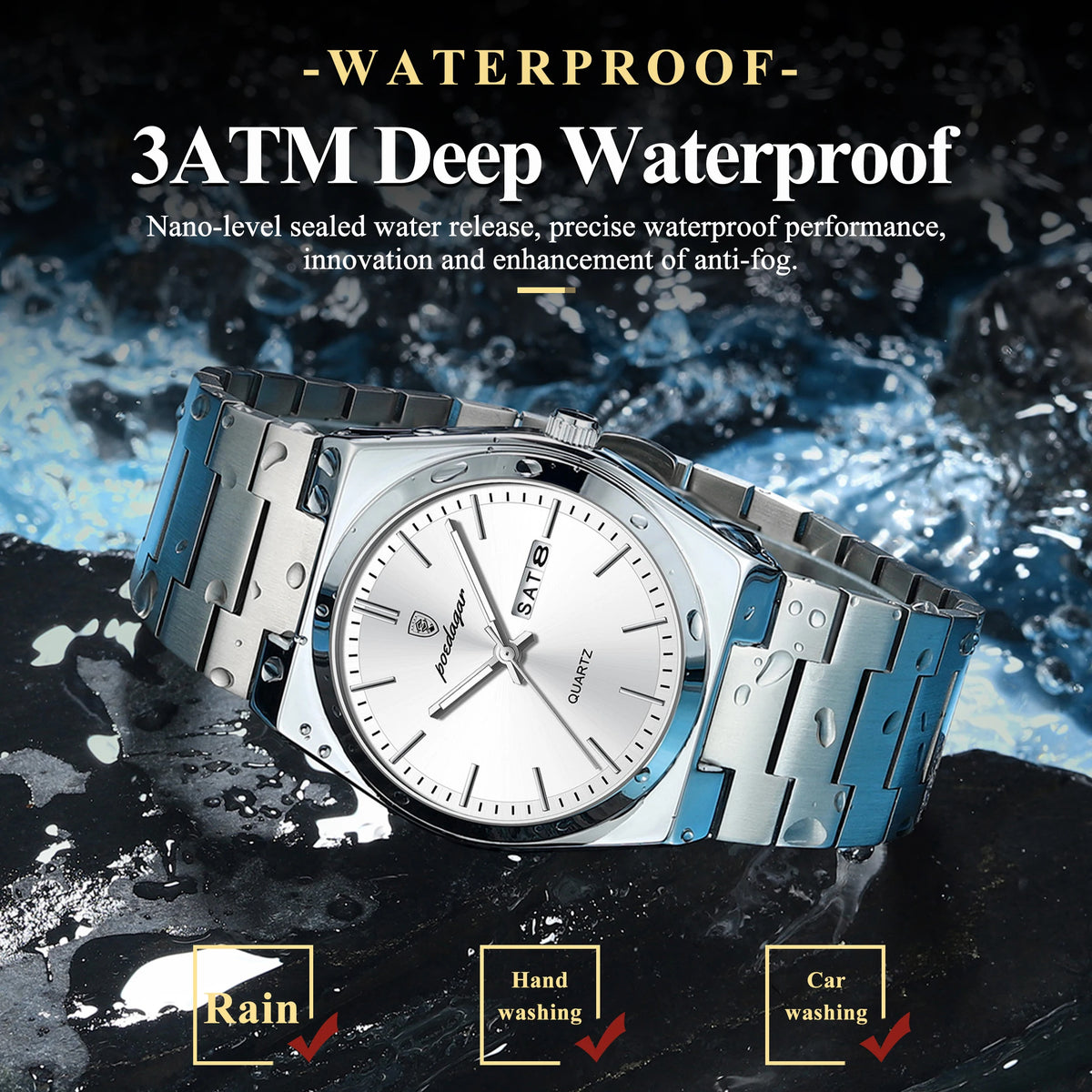 Poedagar 930 Men Watch Hot Sale Luxury Quartz Wristwatch Stainless Steel Bracelet Montre Homme Waterproof Luminous Watch for Men