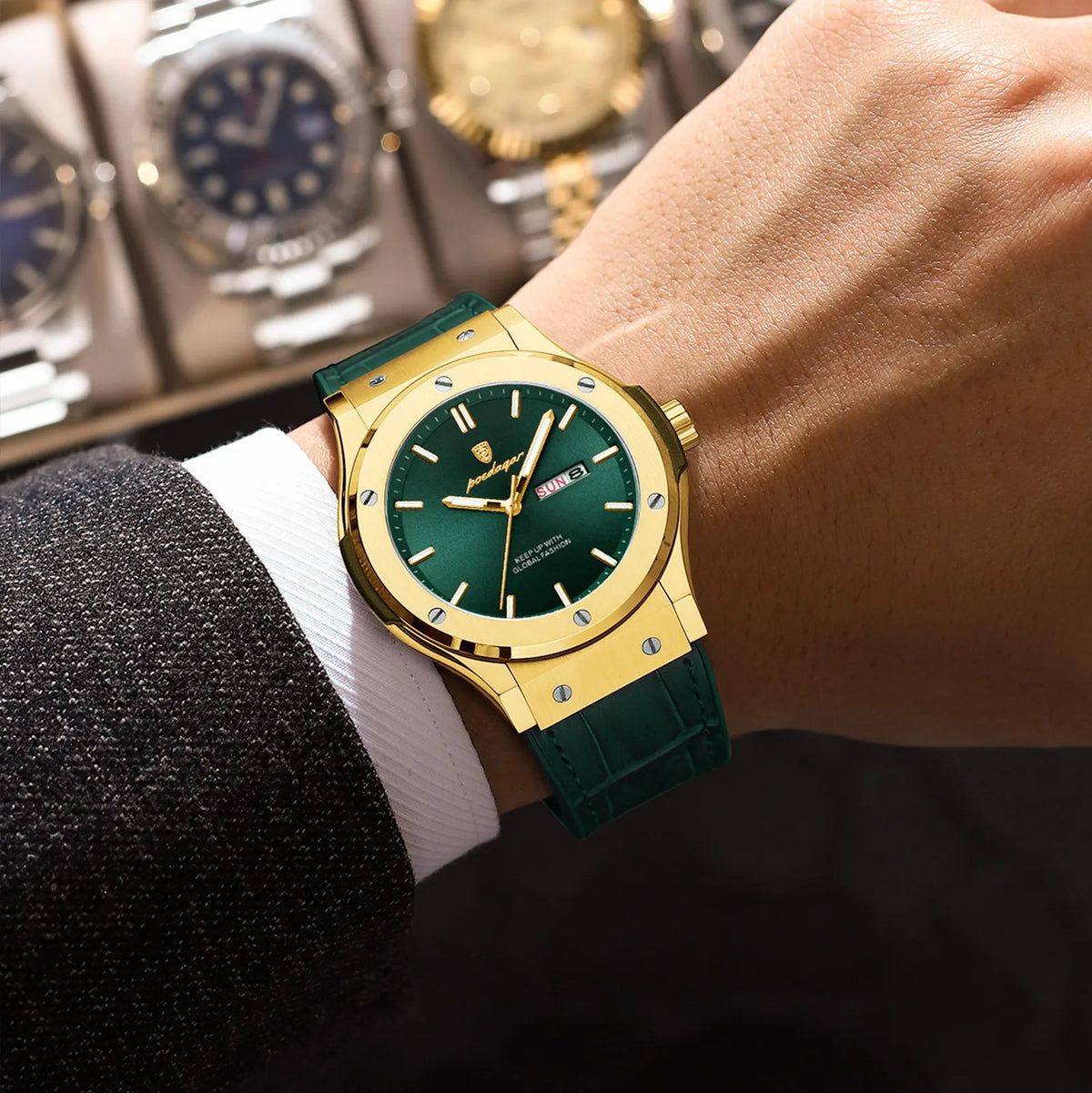 Poedagar 952 Luxury Men's Watches Silicone Strap Waterproof Quartz Wristwatch Montre Luminous Date Week Sports Watch for Men