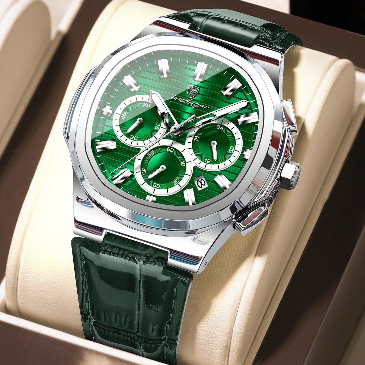 Poedagar 834 Luxury Mens Quartz Watch Wholesale Relogio Masculino Waterproof Luminous Leather Strap Chronograph Daily wear
