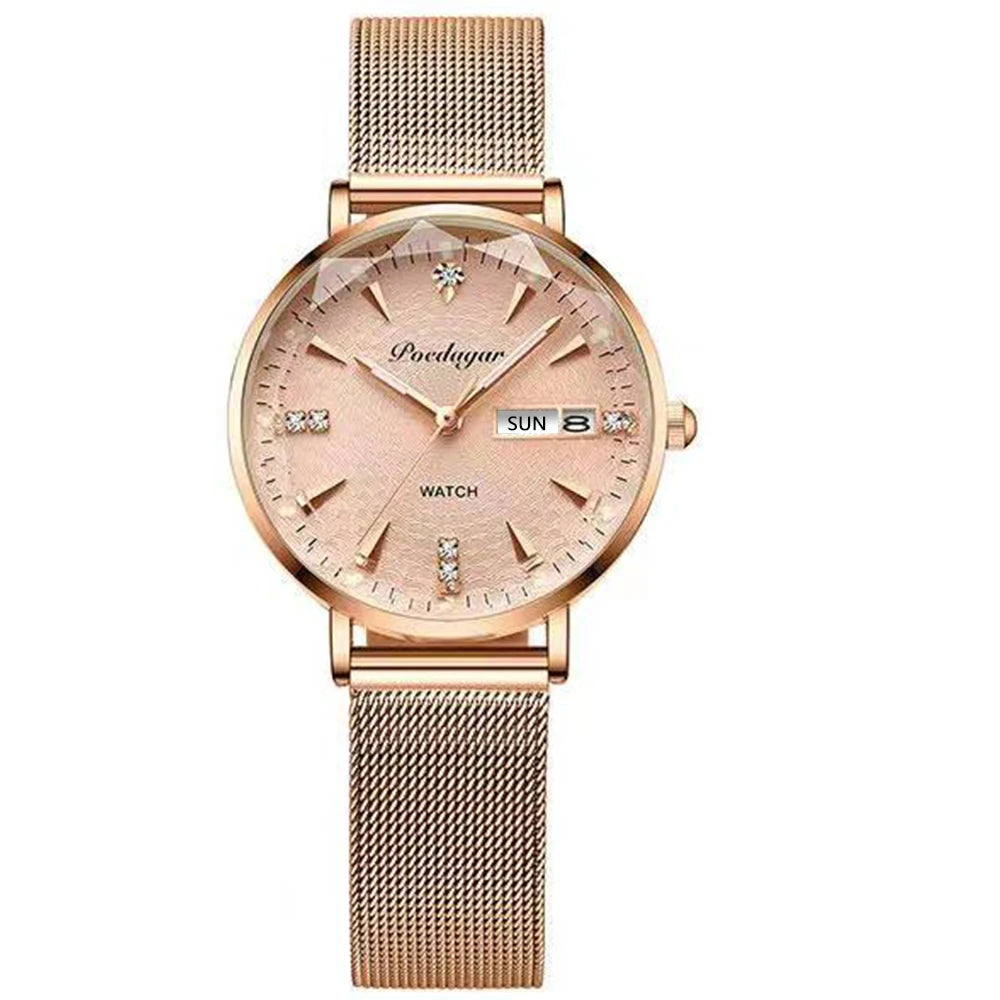 Poedaga Cheap Wholesale Ladies Watch Luxury Wrist Diamond Women Quartz Watches Waterproof Calendar Reloj for Girls