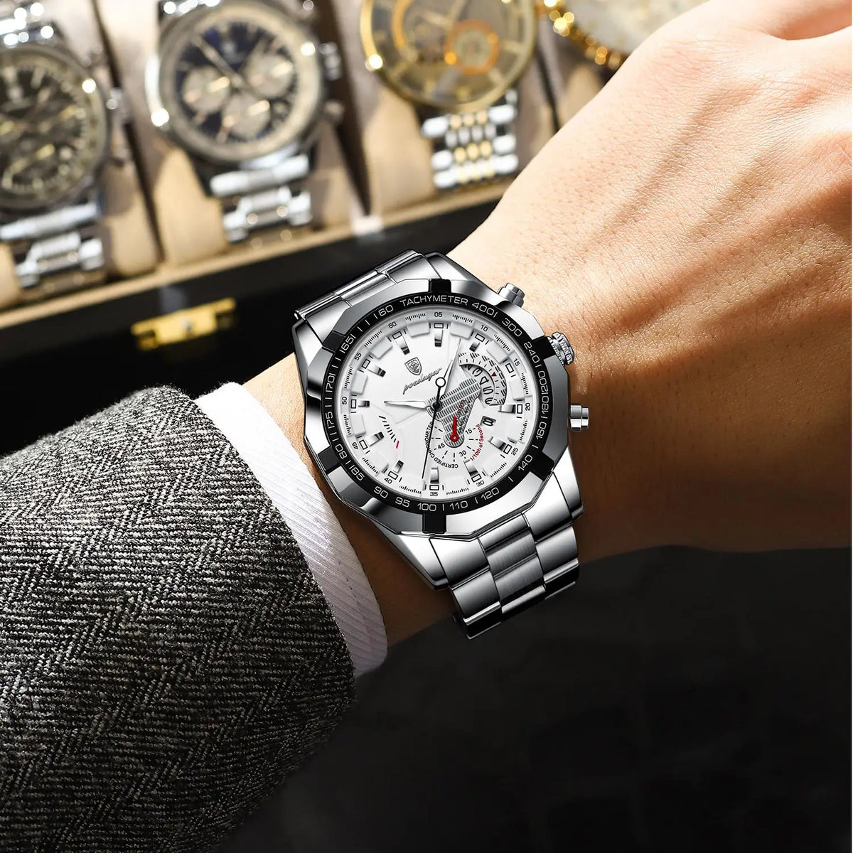 Poedagar Top Brand Fashion Sport Watches for Men Luxury Stainless Steel Men Watch Waterproof Date Quartz Watches