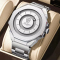 For 670 Black Magnetic Ball Rotating Waterproof Fashion Men Quartz Alloy Stainless Steel Bracelet Watch