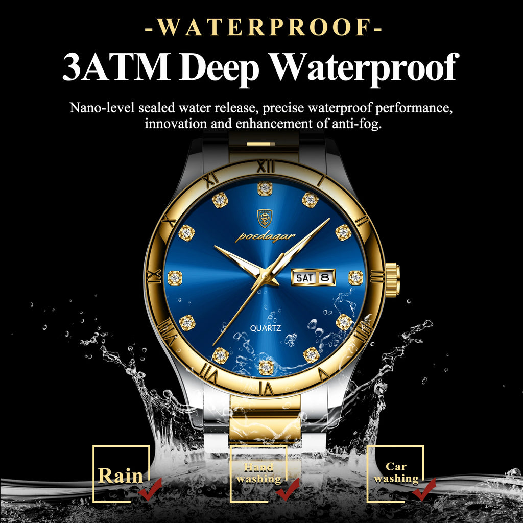 Poedagar 878 Luxury Men's Watch Stainless Steel Bracelet Reloj Herrenuhr Men Watches Waterproof Luminous Quartz Watches for Men