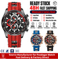 Poedagar 898 Men Quartz Watch Sports Chronograph Wristwatch Silicone Band Montre Luminous Waterproof Watch for Men Wholesale