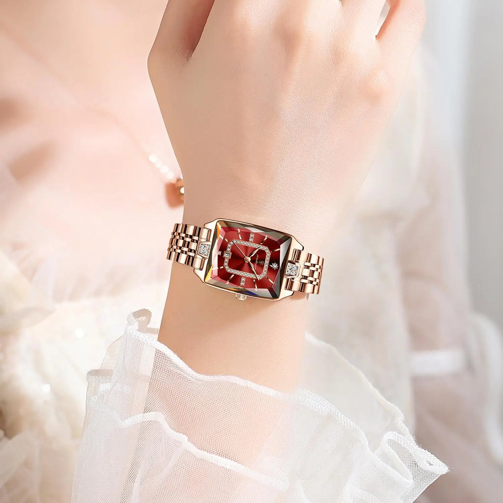 Poedagar 785 Elegant Ladies Watch Waterproof Date Women Watches Stainless Steel Rectangle Quartz Watches
