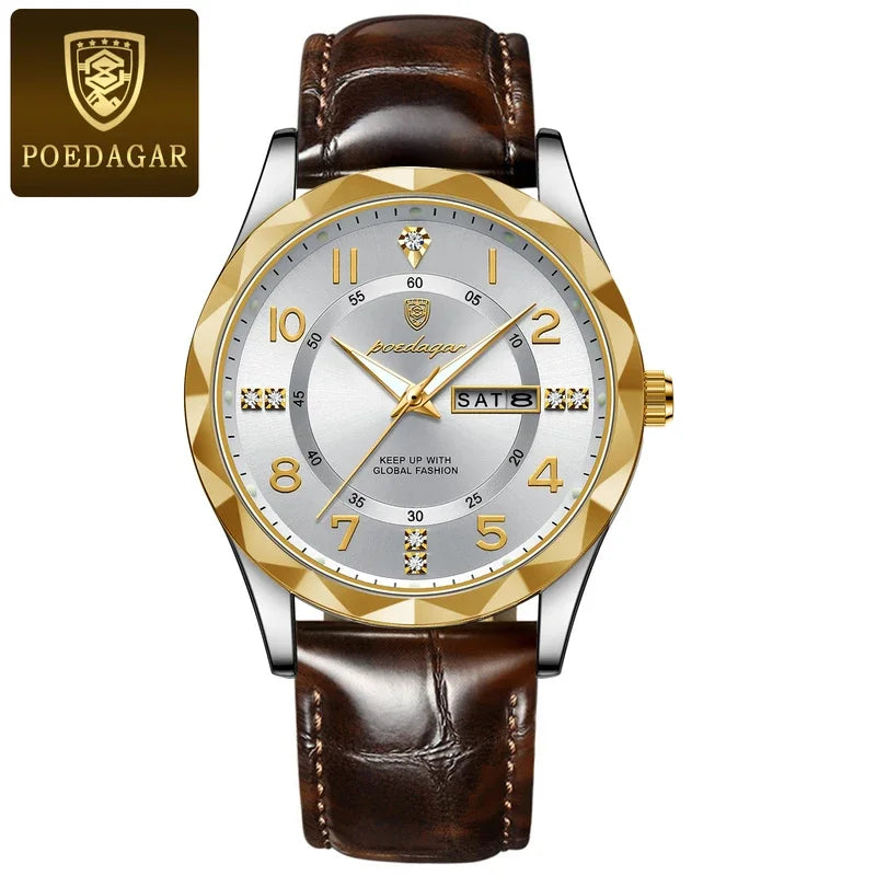 Poedagar 858 Men Quartz Watches Factory Wholesale Luxury Leather Men's Watch Waterproof Luminous Watches for Men