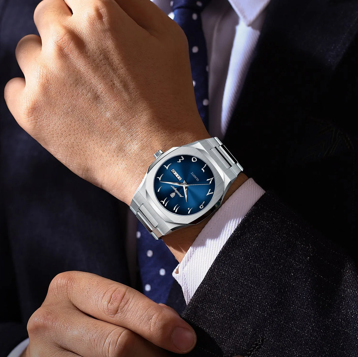 Poedagar 830 Luxury Men's Watch Eastern Arabic Dial Quartz Wristwatch Reloj Montre Waterproof Stainless Steel Watches for Men