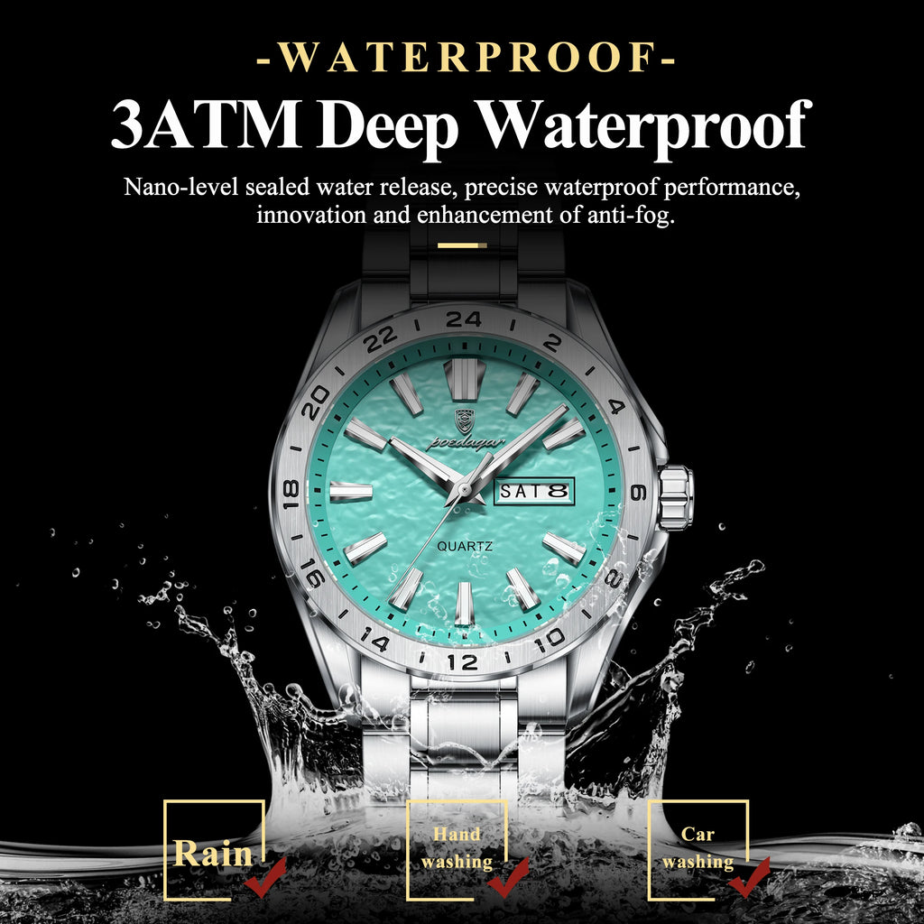 Poedagar 683 Waterproof Luminous Business Stainless Steel Strap Men's Quartz Watch with CE Certified