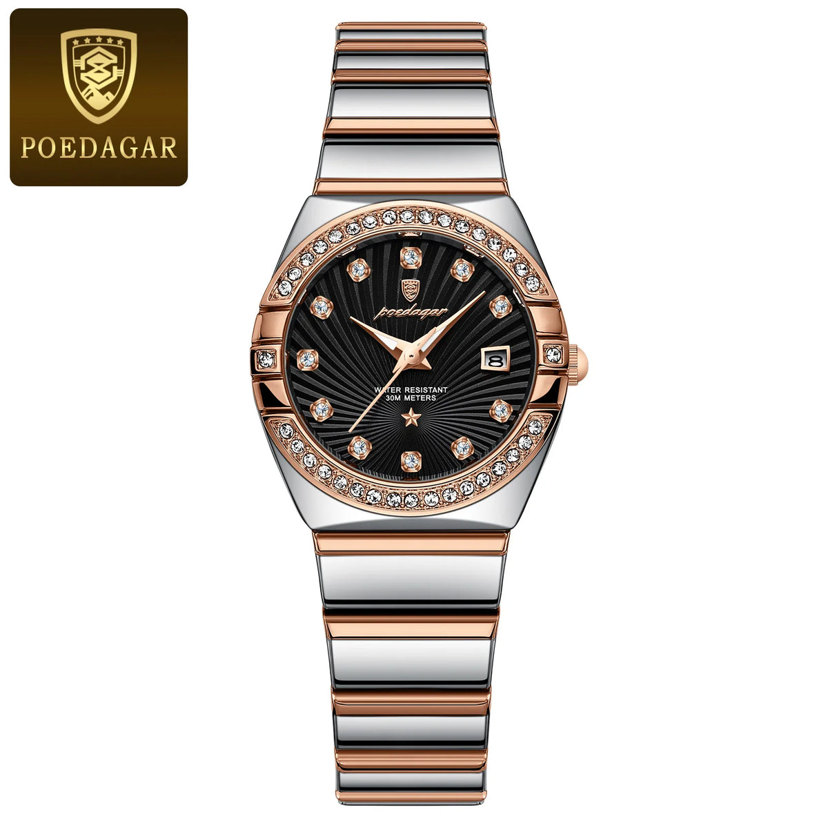 Poedagar Hot Luxury Women Rose Gold Watch Fashion Luminous Waterproof Quartz Watches Diamond Wristwatch Elegant Female Watches