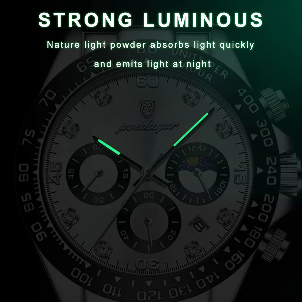 Poedagar 629 Men's Antique Quartz Watch Alloy Case Silicone Band 3BAR Waterproof Fashion Design Wholesale