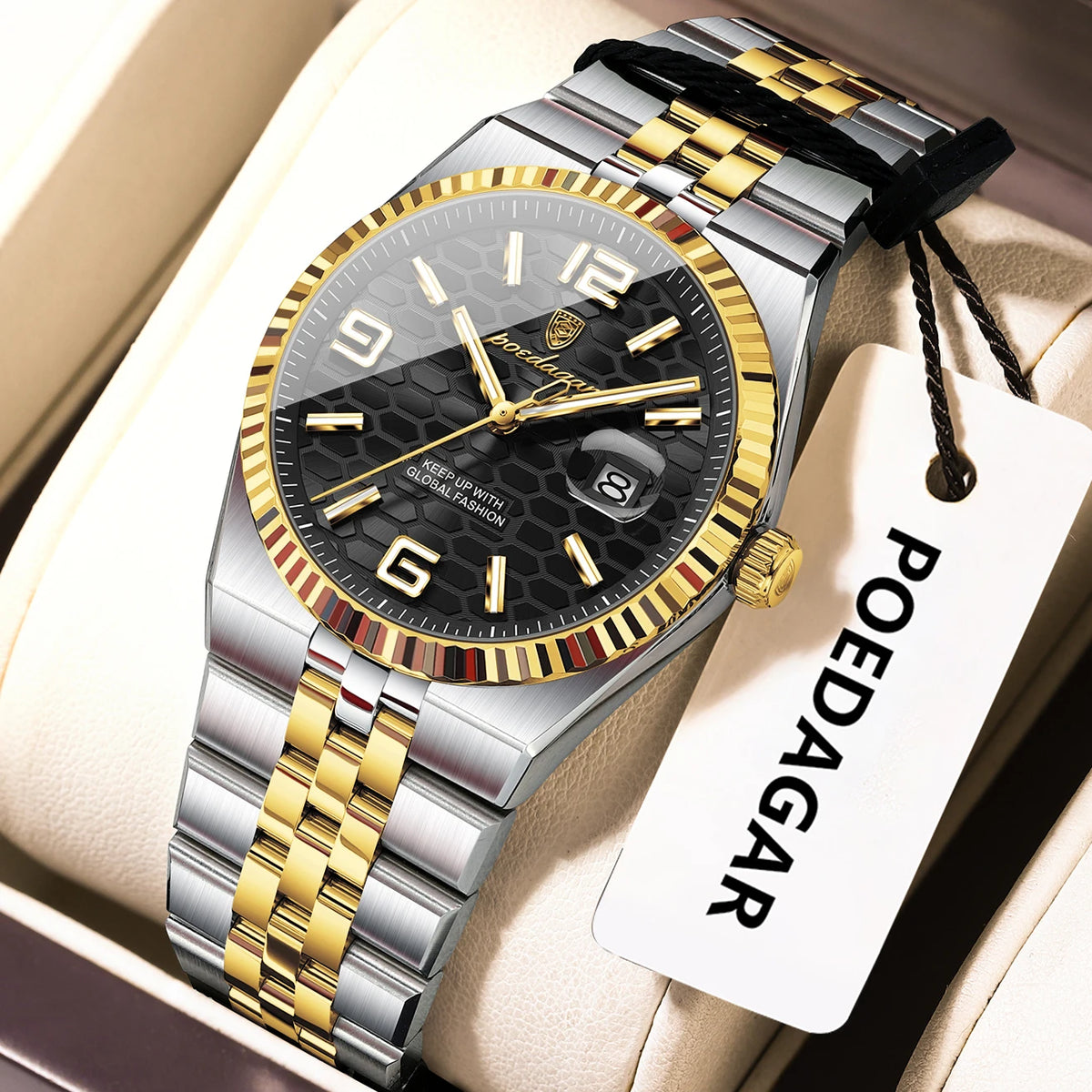 Poedagar High Quality Stainless Steel Quartz Watch Luxury Waterproof Luminous Lady's Wristwatch
