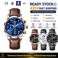 Poedagar 882 Men's Watch Business Luxury Leather Montre Waterproof Luminous Date Reloj Chronograph Quartz Wristwatch Wholesale