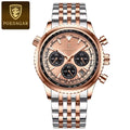 Poedagar 960 Chronograph Men Watch Sports 3-Eye Dial Stainless Steel Reloj Luminous Date Waterproof Business Quartz Wristwatch