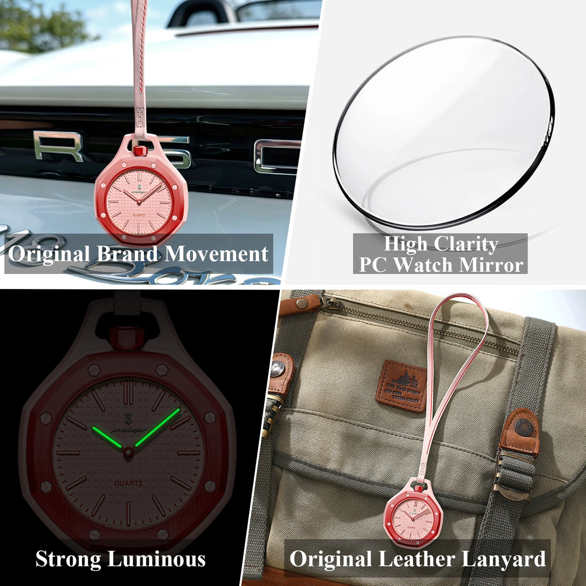 Poedagar 630 Casual Bag Charm Watch Octagonal Case Lanyard Neck Watch Luminous Lightweight Pop Style Youth Watch in Stock