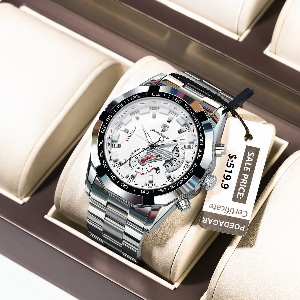 Poedagar Top Brand Fashion Sport Watches for Men Luxury Stainless Steel Men Watch Waterproof Date Quartz Watches