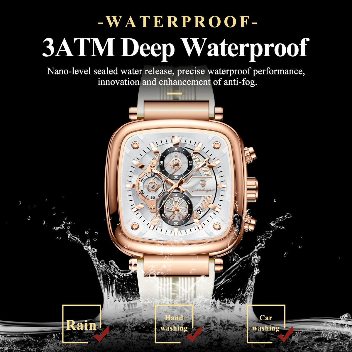 Poedagar 849 Men's Sports Watch Luxury Montre Homme Chronograph Quartz Watches Silicone Strap Waterproof Luminous Wristwatch