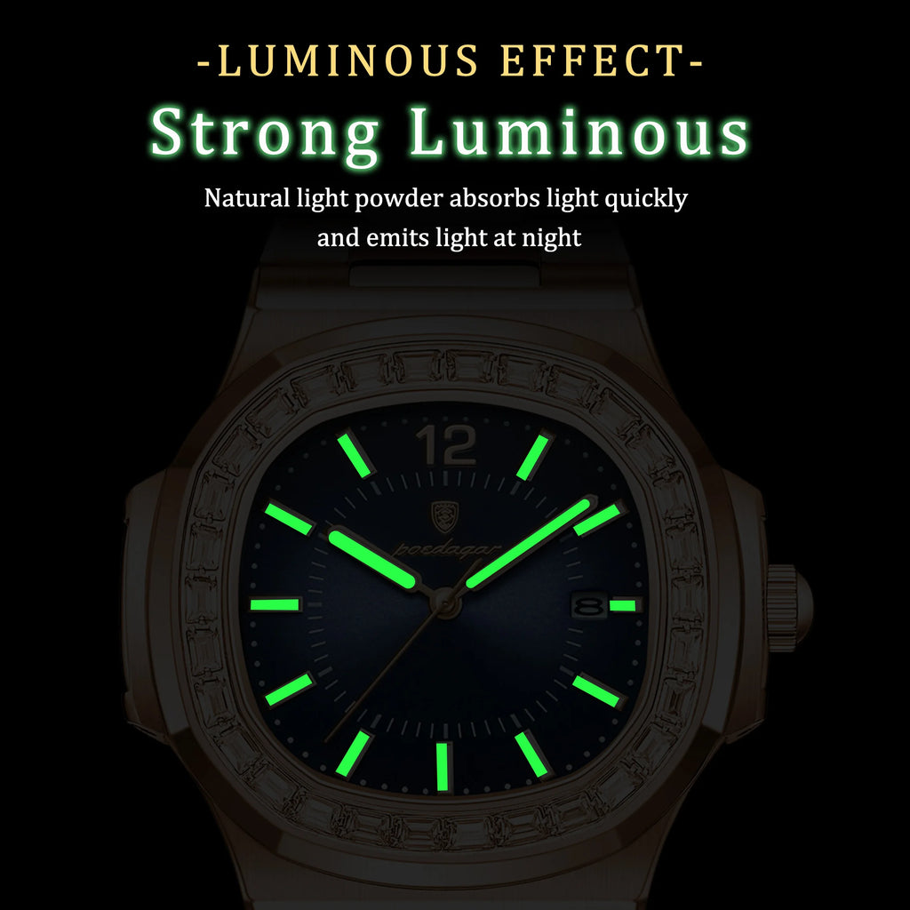 Poedagar Factory Wholesale Rose Gold Relojes Hombre Stainless Steel Men Quartz Watch Luminous Waterproof Watch for Men