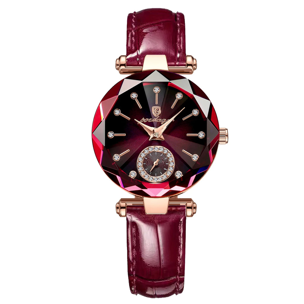 Poedagar Watch Women Diamond Luxury Watches Vintage Leather Quartz Ladies Wristwatch Waterproof Watch for Womens Wrist