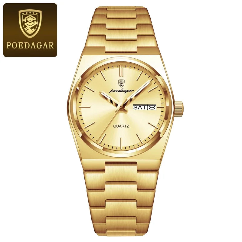 Poedagar 786 Luxury Stainless Steel Elegant Watch Women Waterproof Luminous Date Ladies Quartz Watch for Women