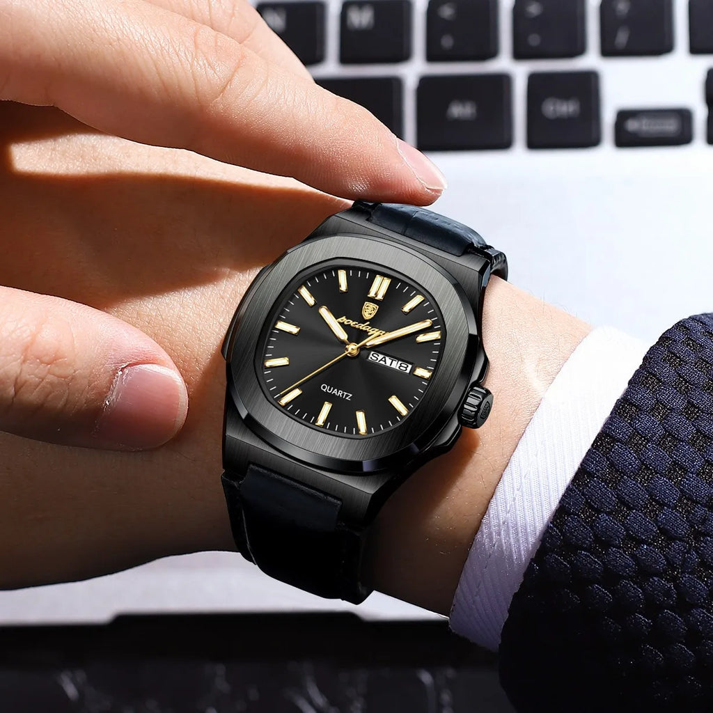 Poedagar 853 Wholesale Men Watch Waterproof Luminous Calendar Business Quartz Wristwatch Ready to Ship in Stock Reloj Montre