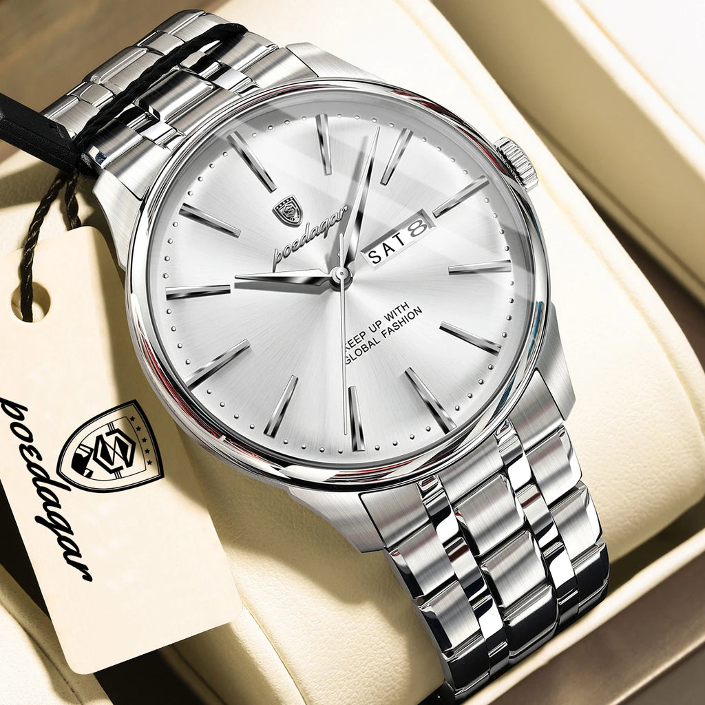 Poedagar 843 Business Casual Men Watch Multi-color Metal Sunray Dial Calendar Waterproof Luxury Quartz Wristwatch Factory Direct