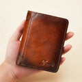 Men's Leather RFID Wallet - Vertical Triple Fold, Vintage Cowhide