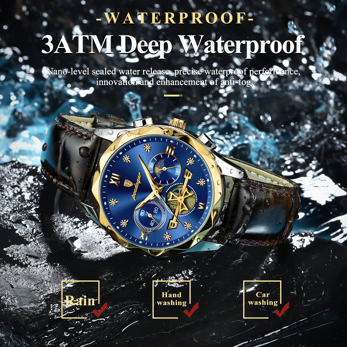 Poedagar Luxury Watch for Men Sports Leather Men's Watches Waterproof Luminous Chronograph Men Quartz Watches