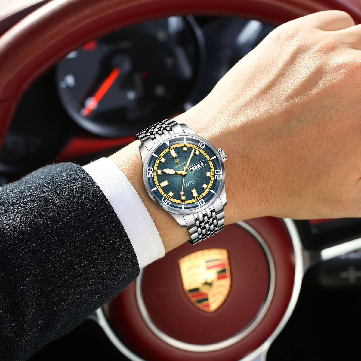 Poedagar 609 Men's Watches Luxury Fashion Waterproof Luminous Stainless Steel Date Day Quartz Wristwatch for Men