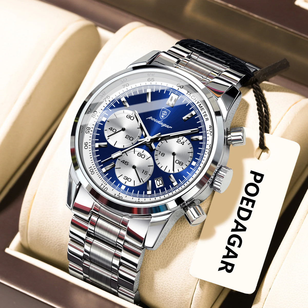 Poedagar 921 Luxury Men's Sports Watch Stainless Steel Wristwatch Montre Waterproof Luminous Chronograph Quartz Watches for Men