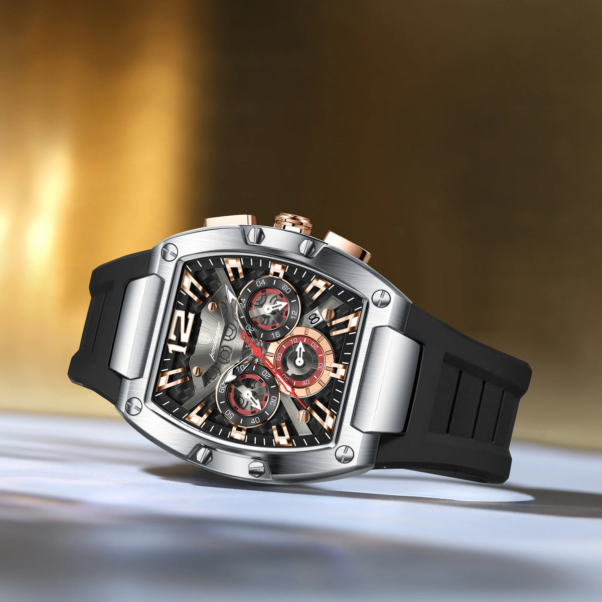 Mens Watch High Quality Poedagar 9051 Men Chronograph Quartz Watches Luminous Silicone Strap Waterproof Watch for Men